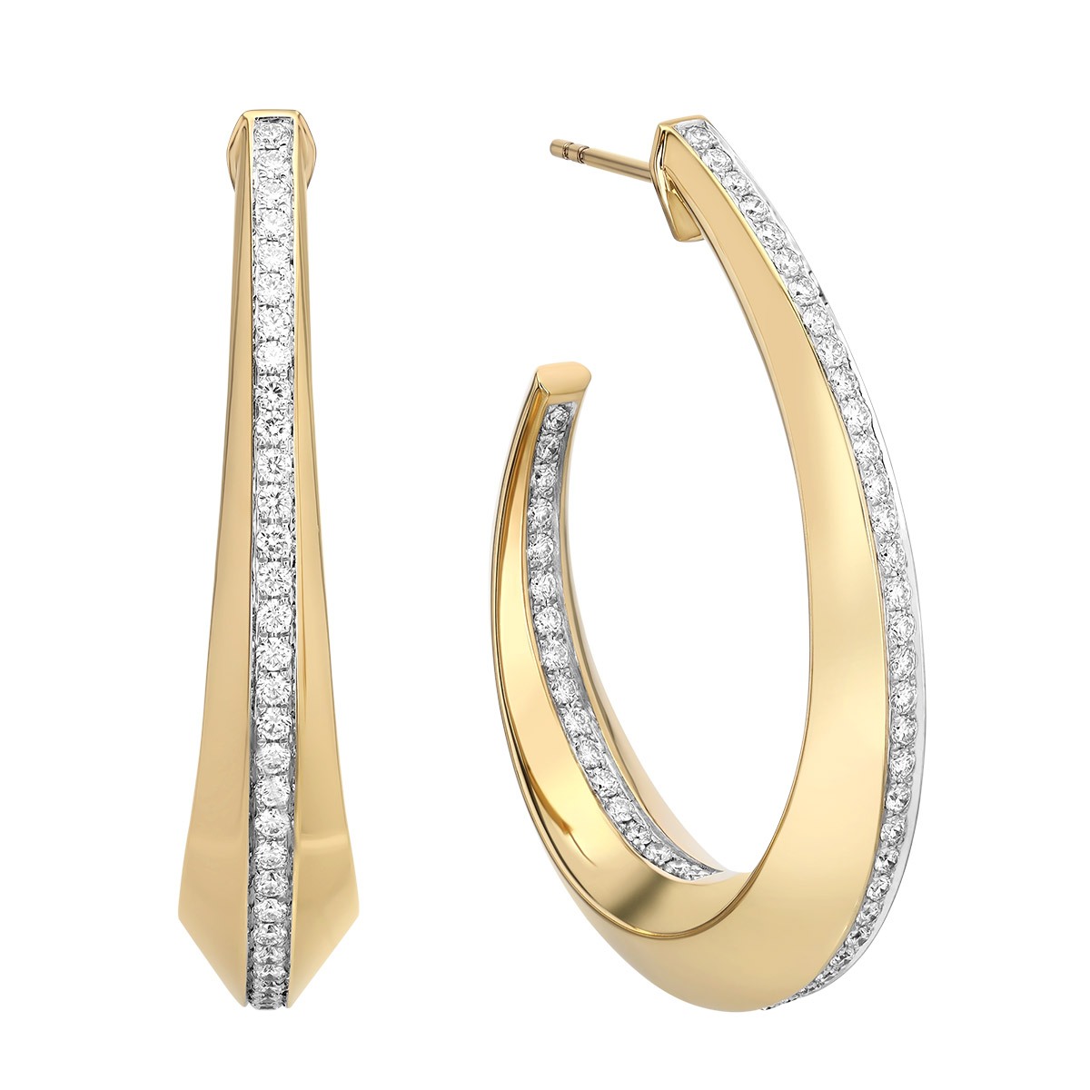 Kwiat Orbit Diamond In & Out Tapered Hoop Earrings in Two Tone