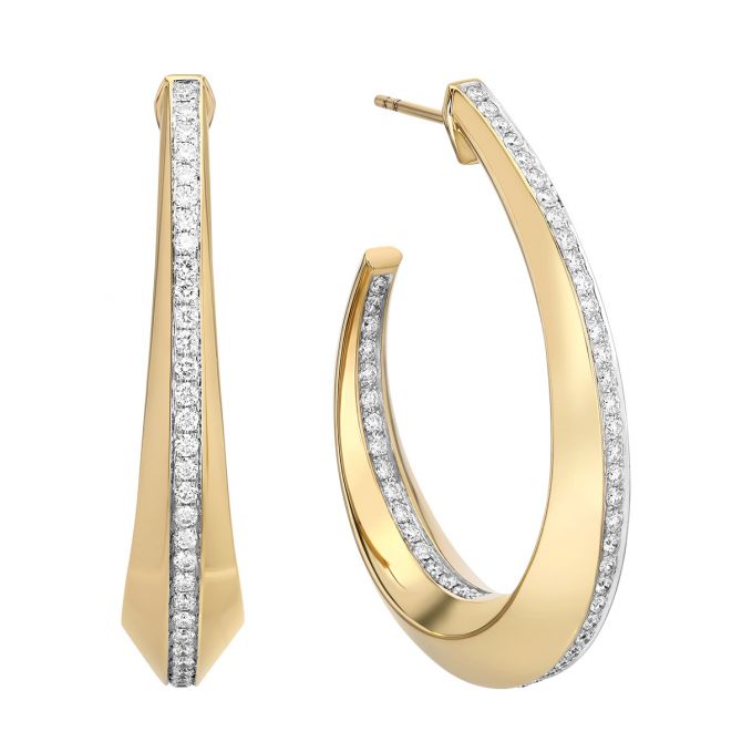 Kwiat Orbit Diamond In & Out Tapered Hoop Earrings in Two Tone