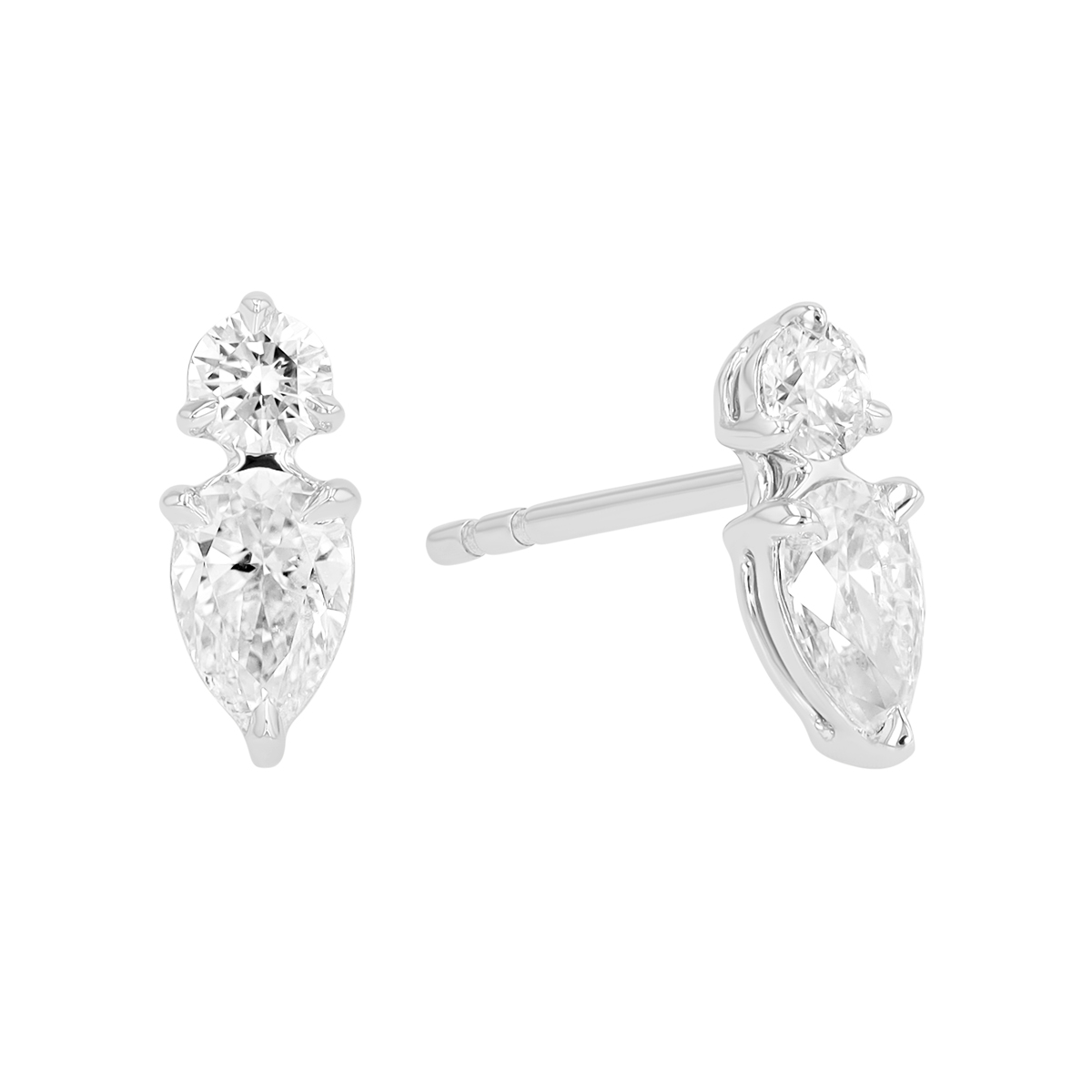 Phillips House One of One Pear Shape & Round Diamond Duo Stud Earrings in Platinum