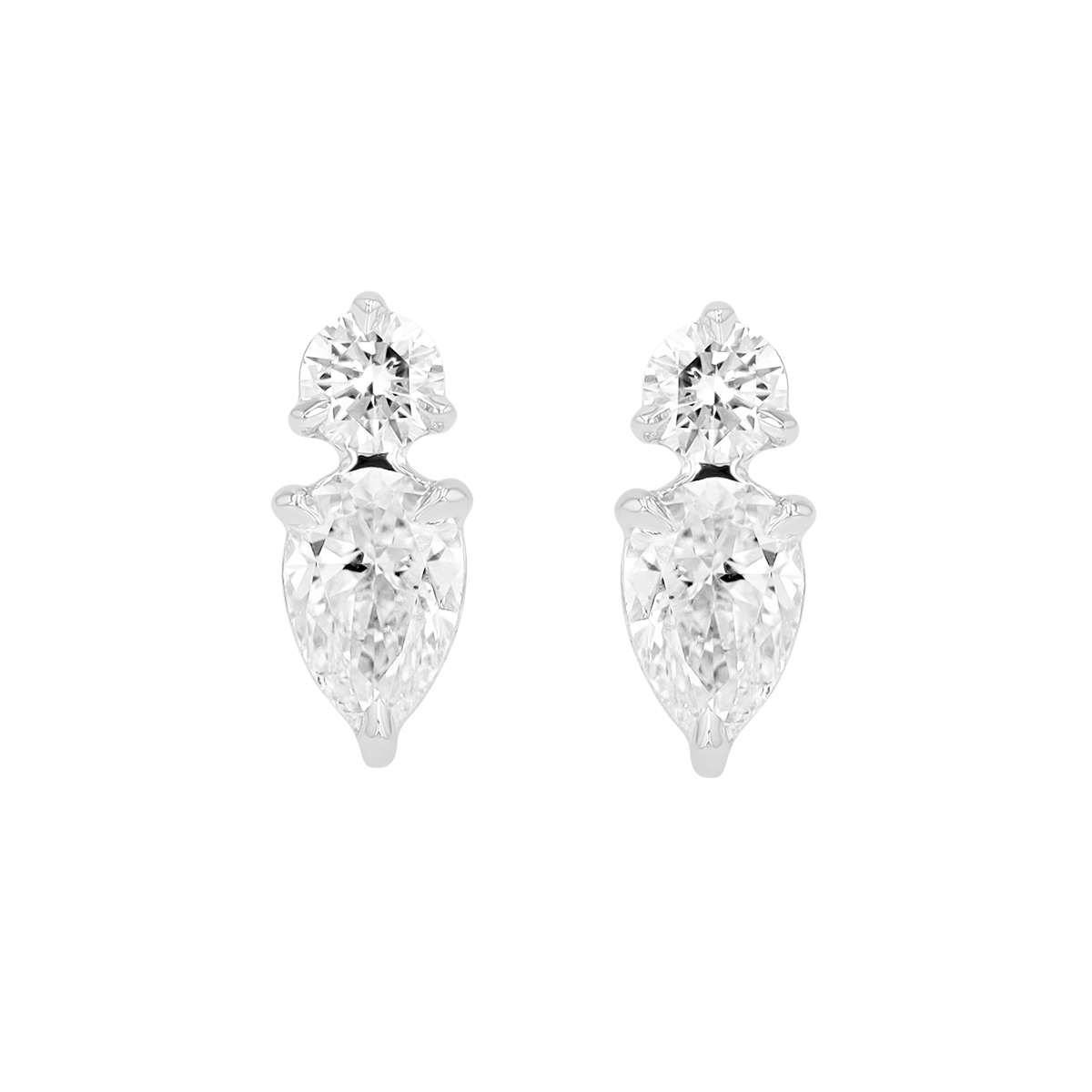 Phillips House One of One Pear Shape & Round Diamond Duo Stud Earrings in Platinum