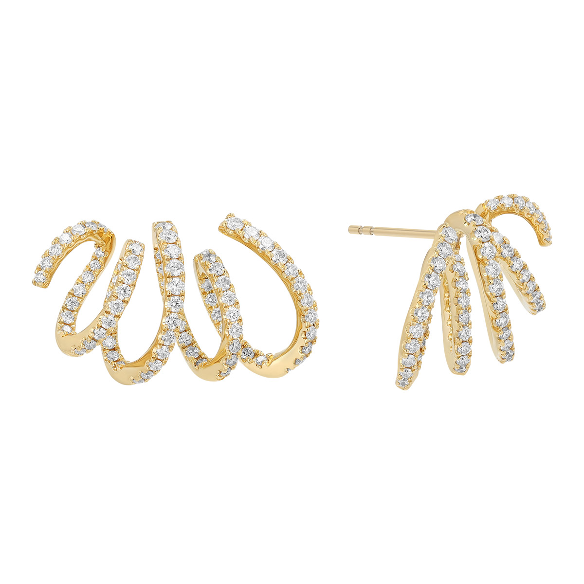 Kwiat Diamond Swirl Stud Earrings in Yellow Gold
