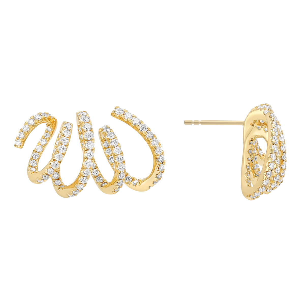 Kwiat Diamond Swirl Stud Earrings in Yellow Gold