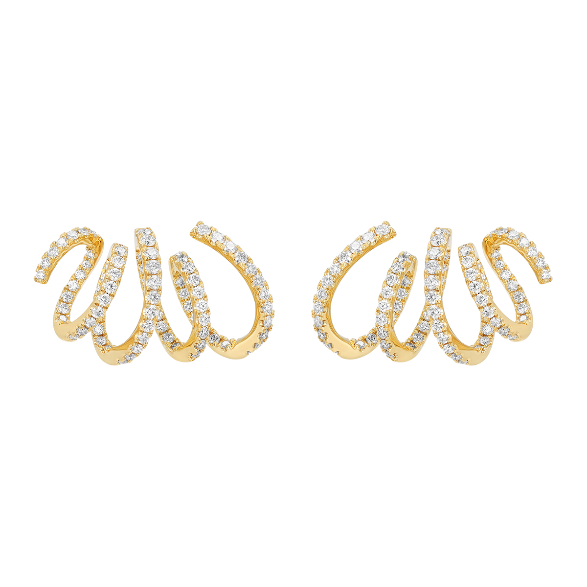Kwiat Diamond Swirl Stud Earrings in Yellow Gold