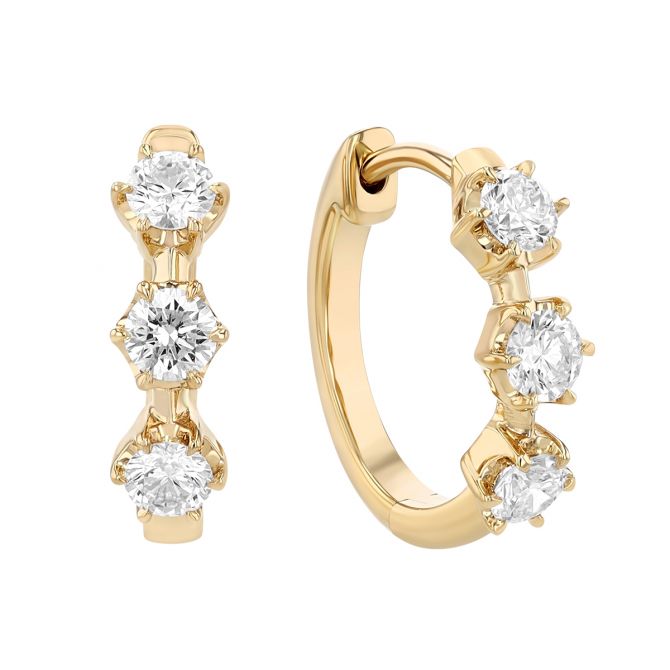 Kwiat Starry Night Diamond Trio Hoop Earrings in Yellow Gold