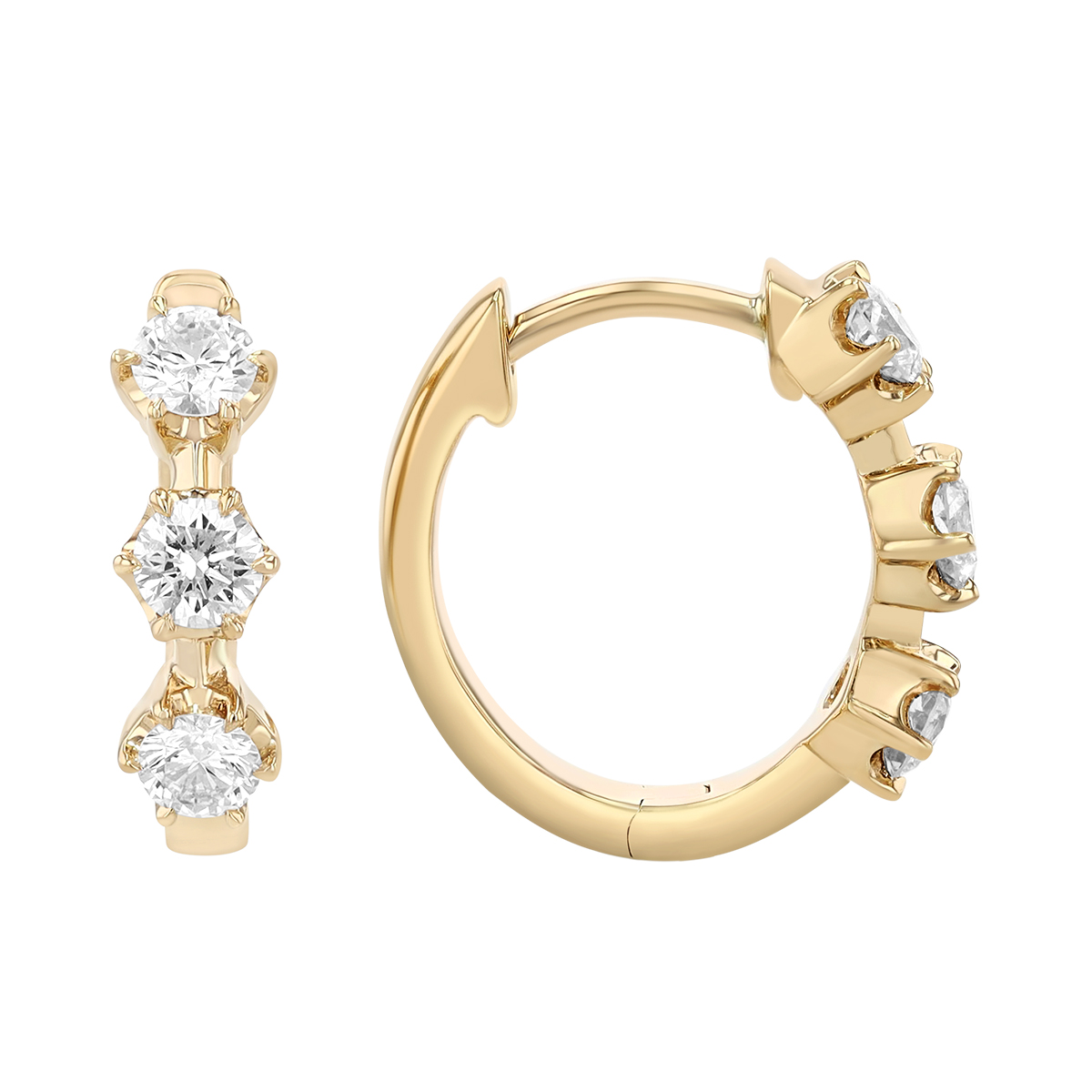 Kwiat Starry Night Diamond Trio Hoop Earrings in Yellow Gold