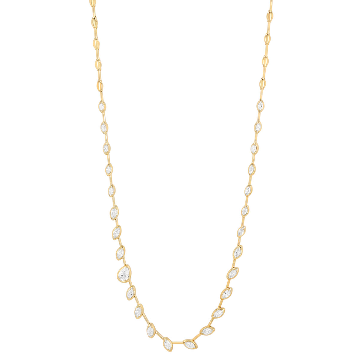 Kwiat Starry Night Bezel Set Mixed Shape Diamond Station Necklace in Yellow Gold, 17