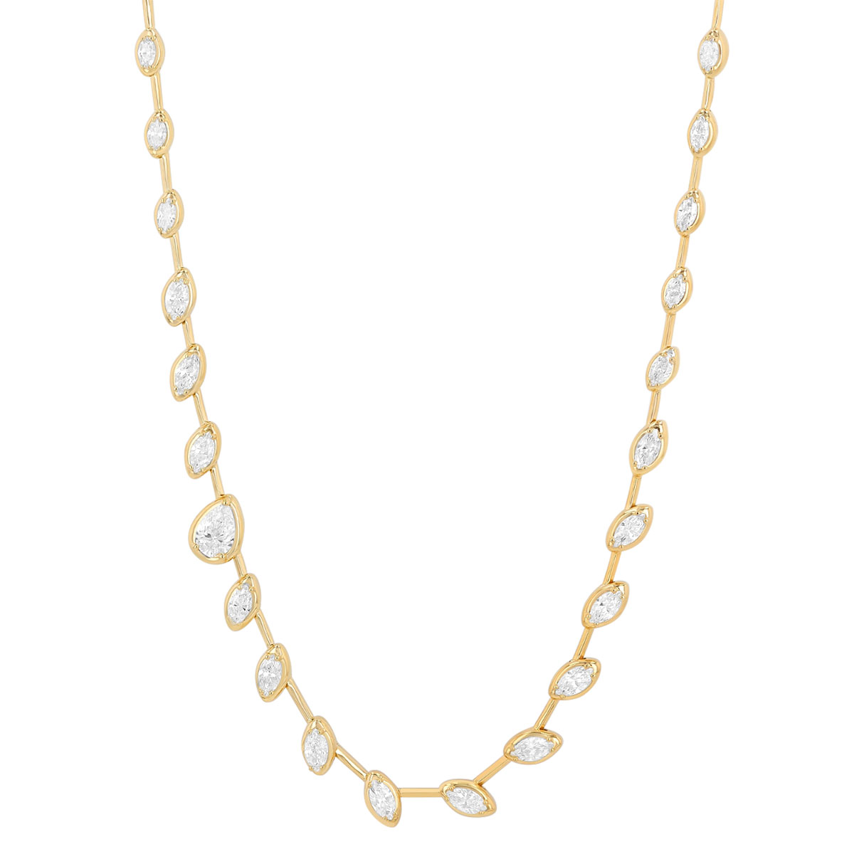 Kwiat Starry Night Bezel Set Mixed Shape Diamond Station Necklace in Yellow Gold, 17