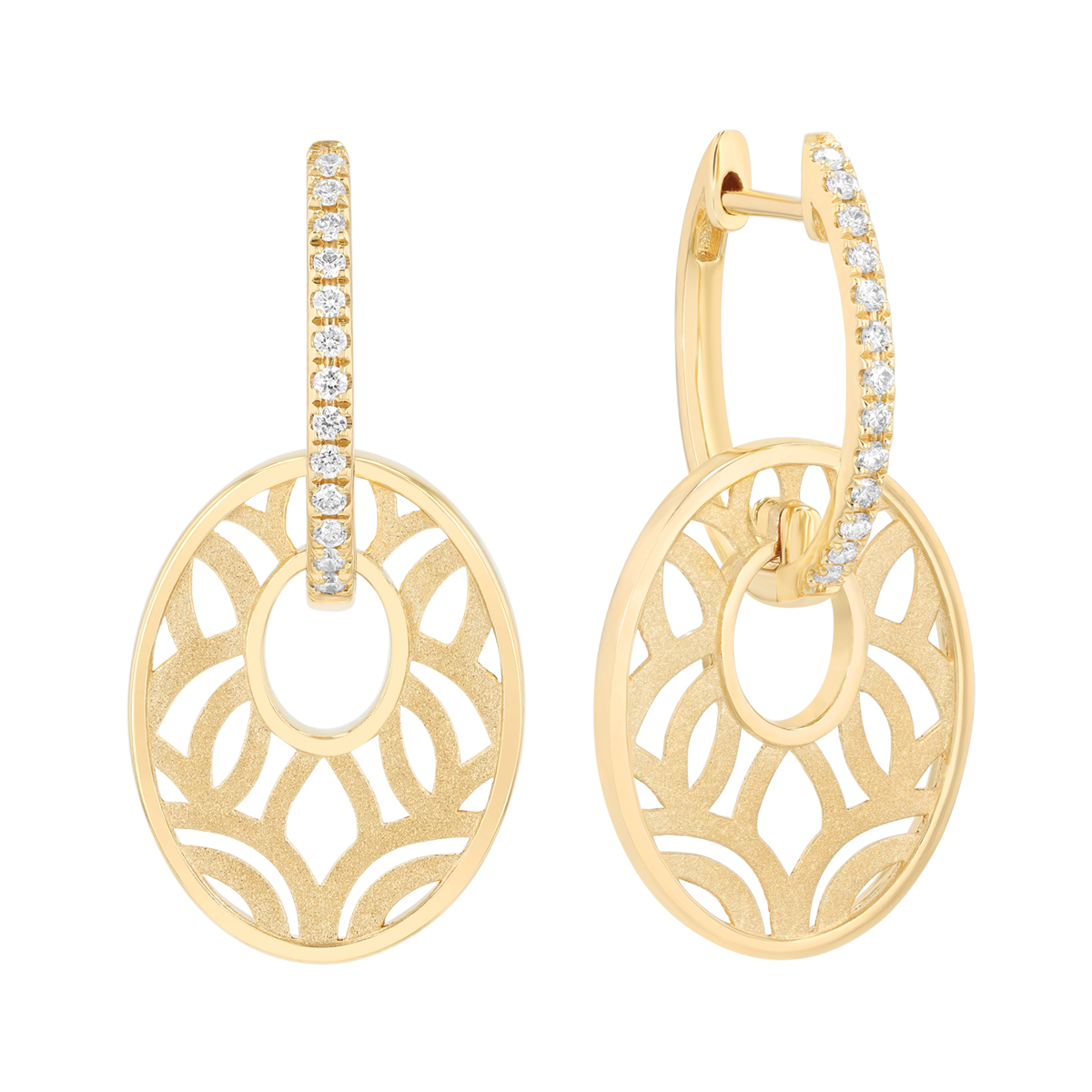 Frederic Sage Oval Swirl Dangle & Diamond Hoop Earrings in Yellow Gold