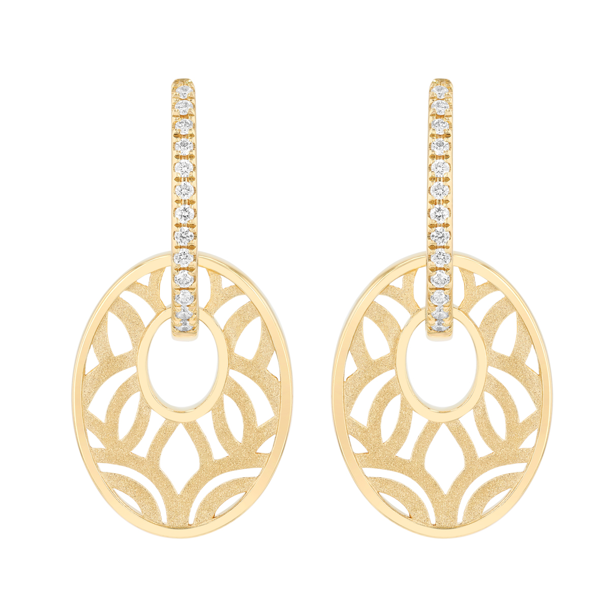 Frederic Sage Oval Swirl Dangle & Diamond Hoop Earrings in Yellow Gold