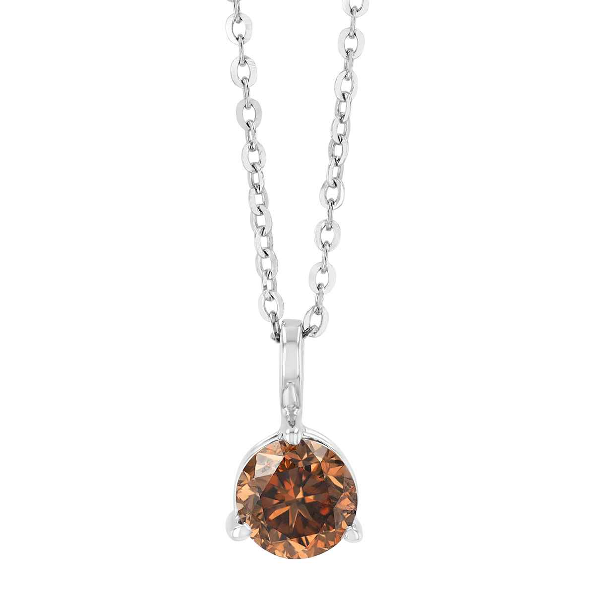 TARA Pearls Round Brown Diamond Solitaire Pendant in White gold, 18