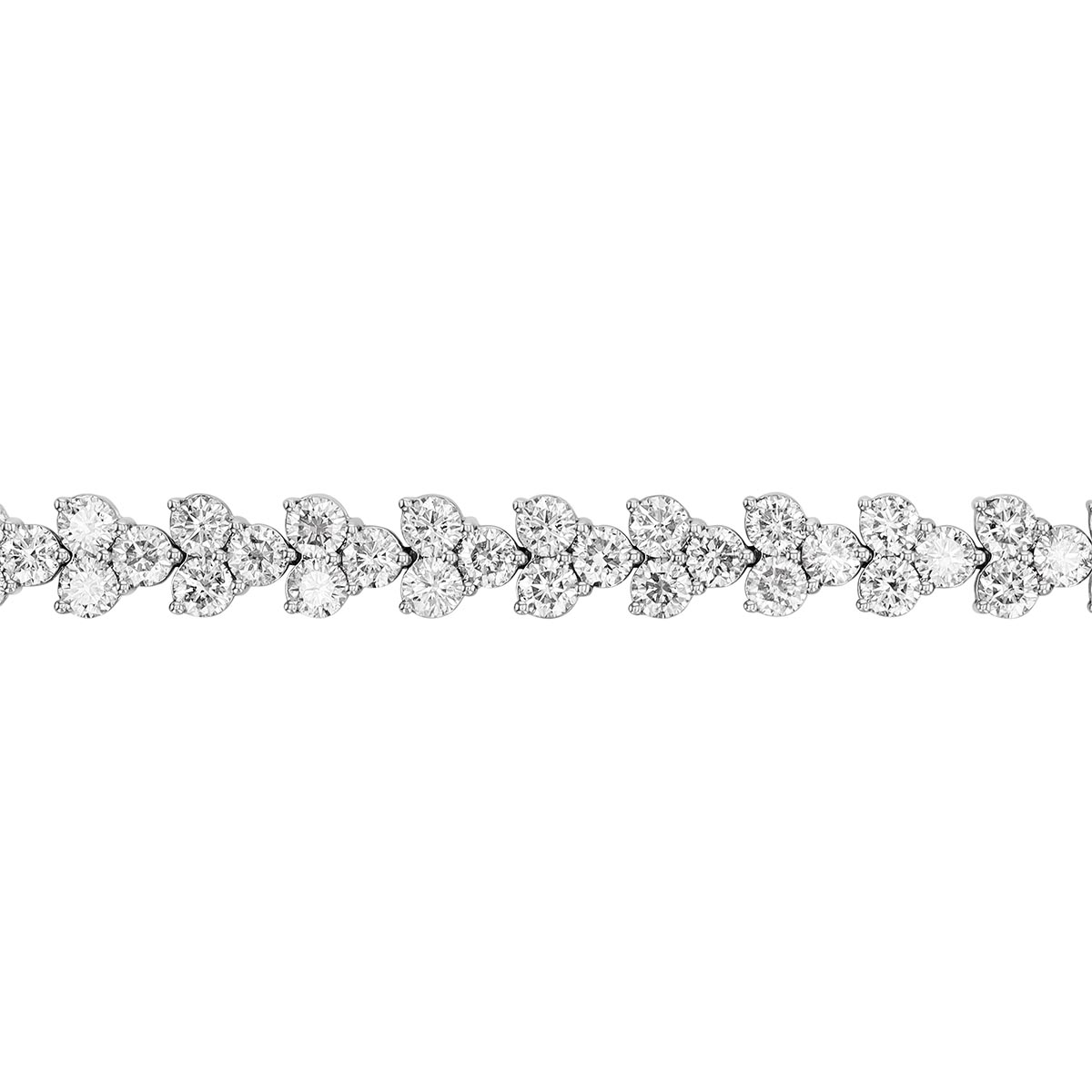 Round Diamond Cluster Tennis Bracelet in White Gold, 7