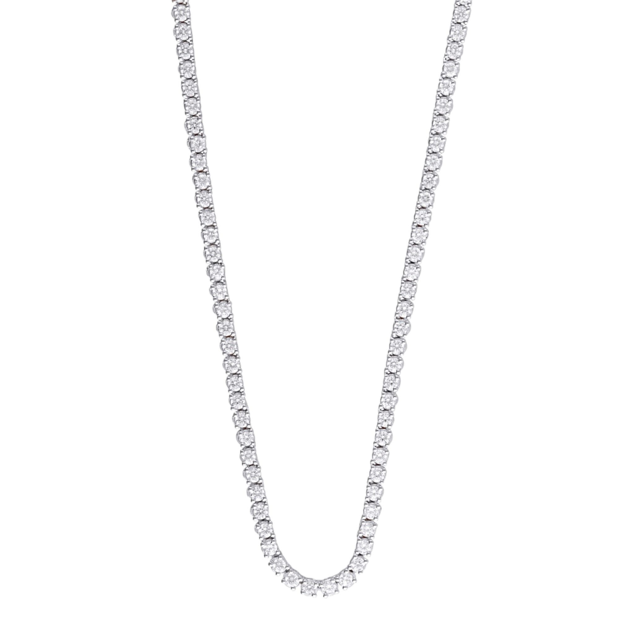 Lab Grown Diamond Tennis Necklace in 14K White Gold, 5 cttw