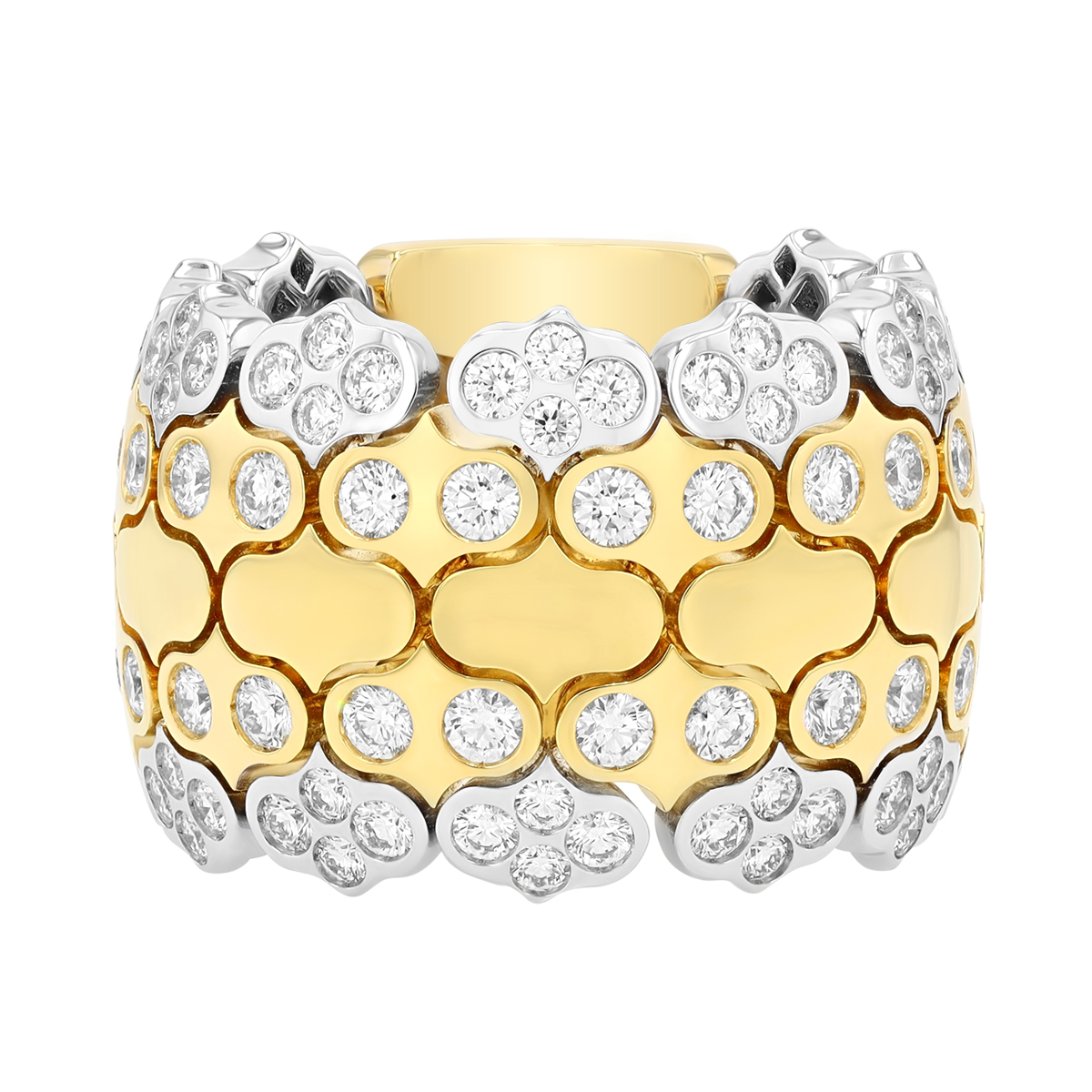 Roberto Coin Cobra Diamond Wide Band Ring in Two Tone, Size 6.5