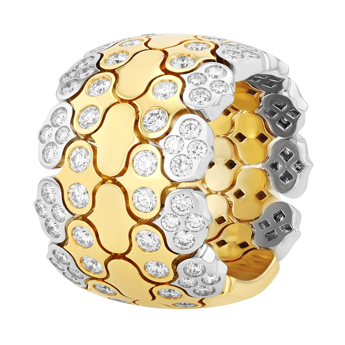Roberto Coin Cobra Diamond Wide Band Ring in Two Tone, Size 6.5