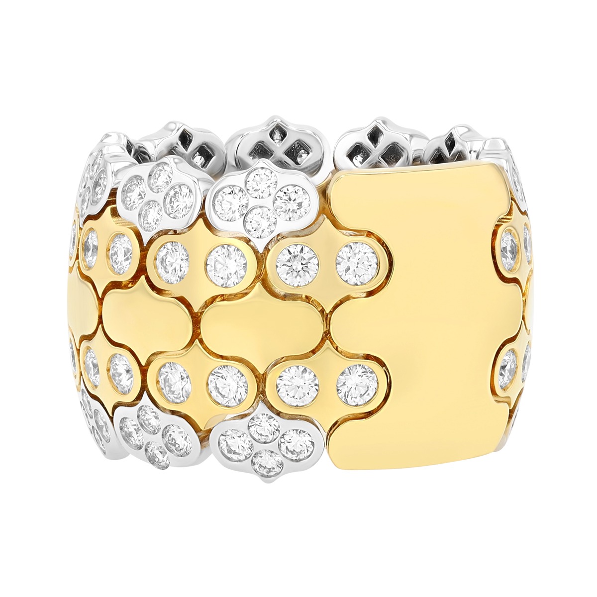 Roberto Coin Cobra Diamond Wide Band Ring in Two Tone, Size 6.5