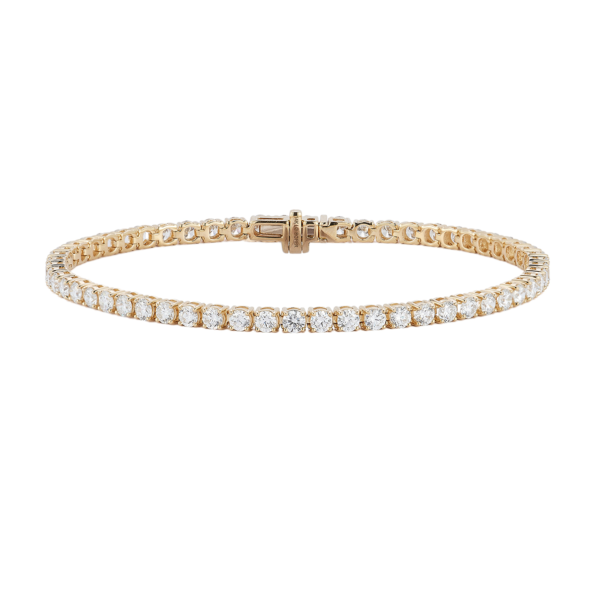 Round Lab-Grown Diamond 4 Prong Tennis Bracelet in Yellow Gold