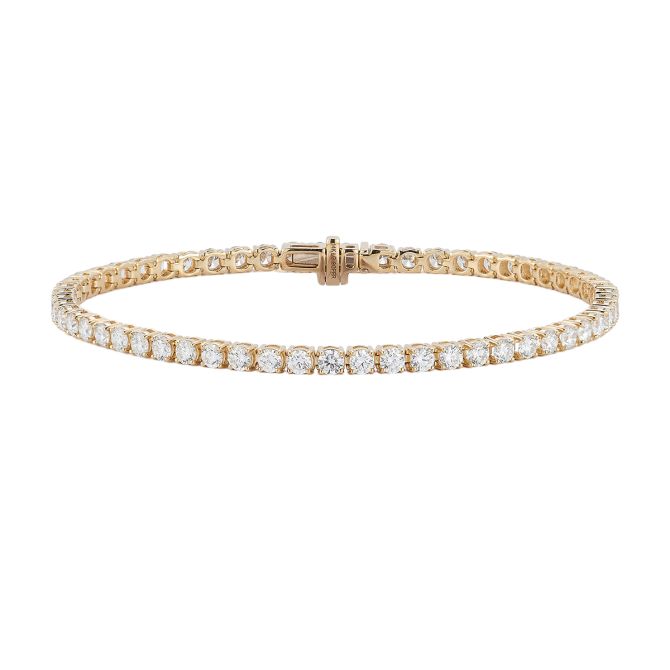 Round Lab-Grown Diamond 4 Prong Tennis Bracelet in Yellow Gold