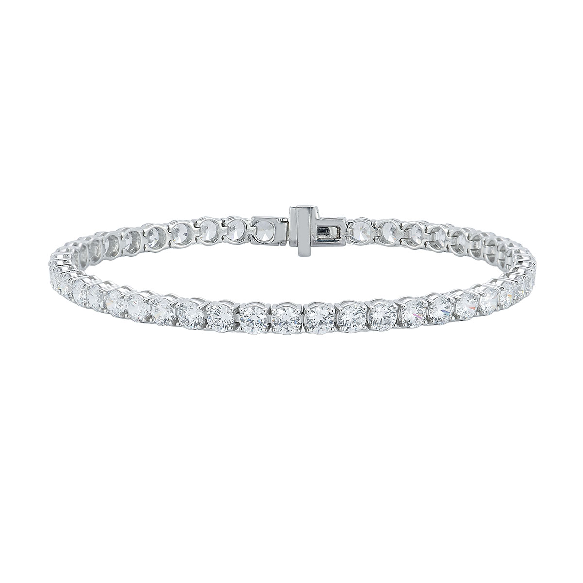 Round Lab-Grown Diamond 4 Prong Tennis Bracelet in White Gold