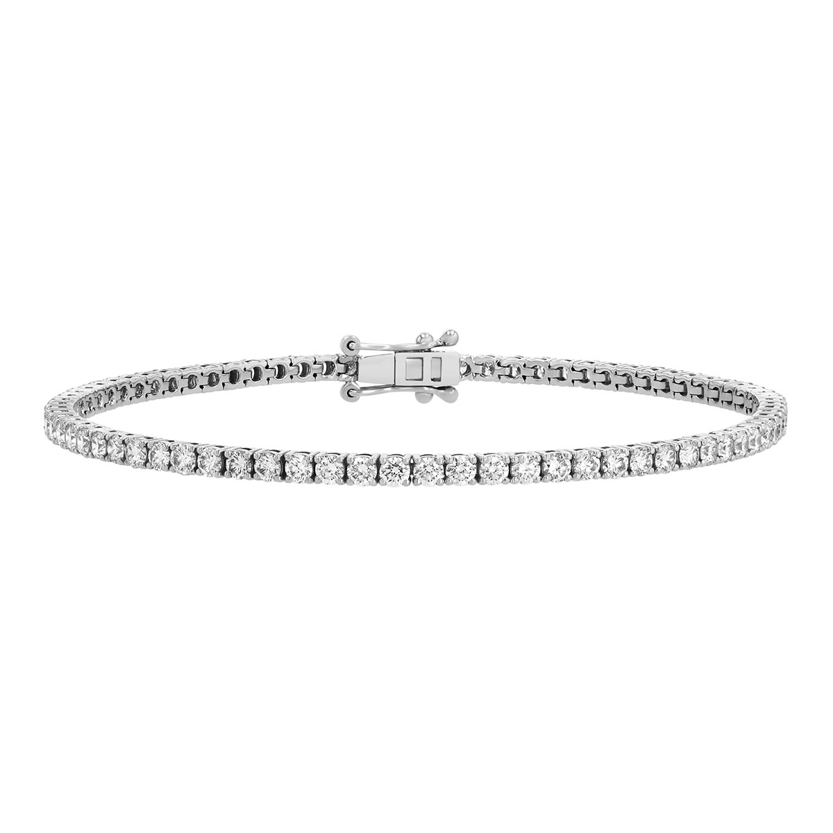 TARA Pearls Round Diamond 4 Prong Tennis Bracelet in White Gold, 7