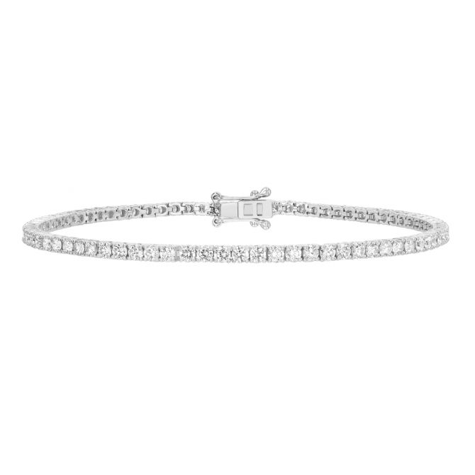 TARA Pearls Round Diamond Tennis Bracelet in White Gold, 7", 3.02 cttw