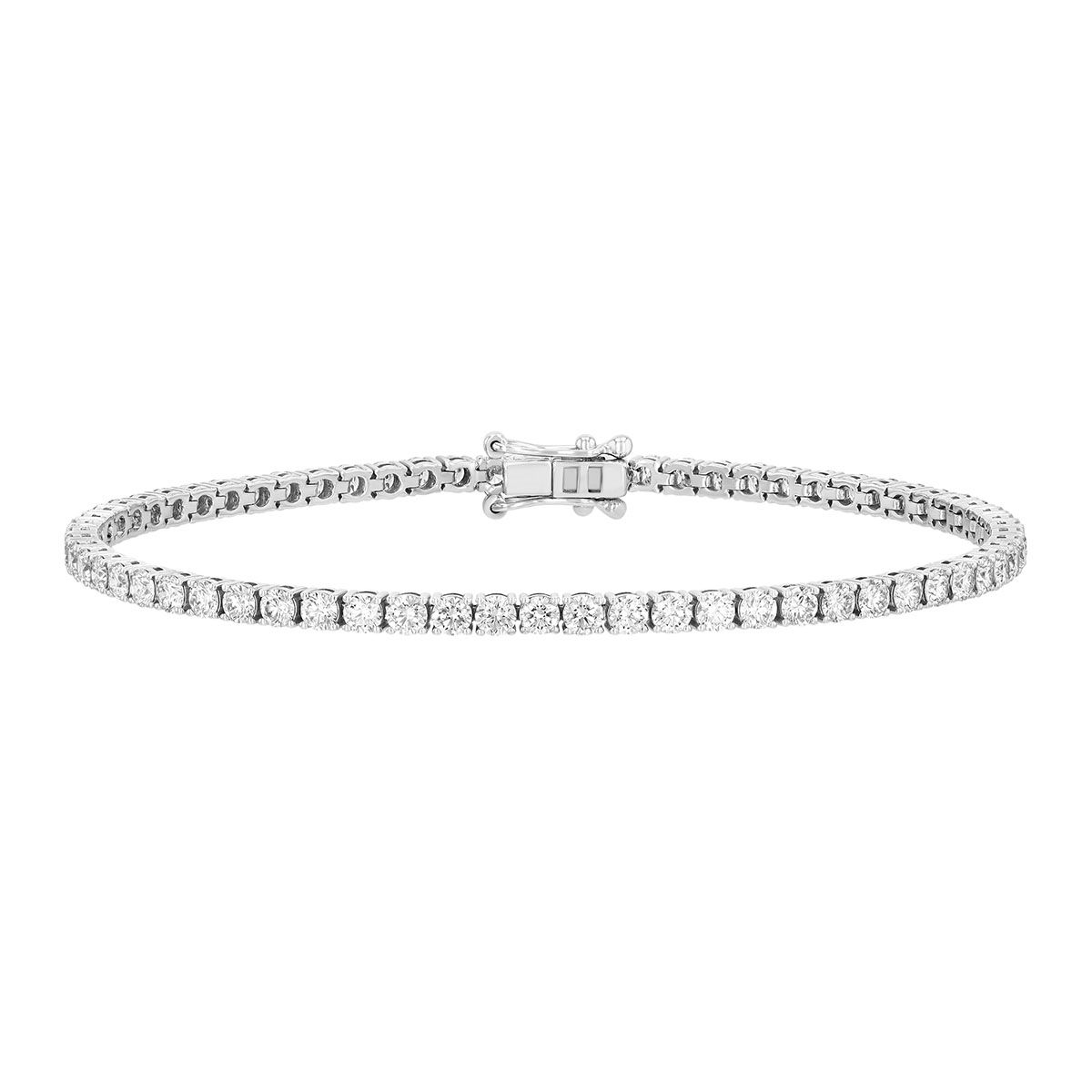TARA Pearls Round Diamond 4 Prong Tennis Bracelet in White Gold, 7