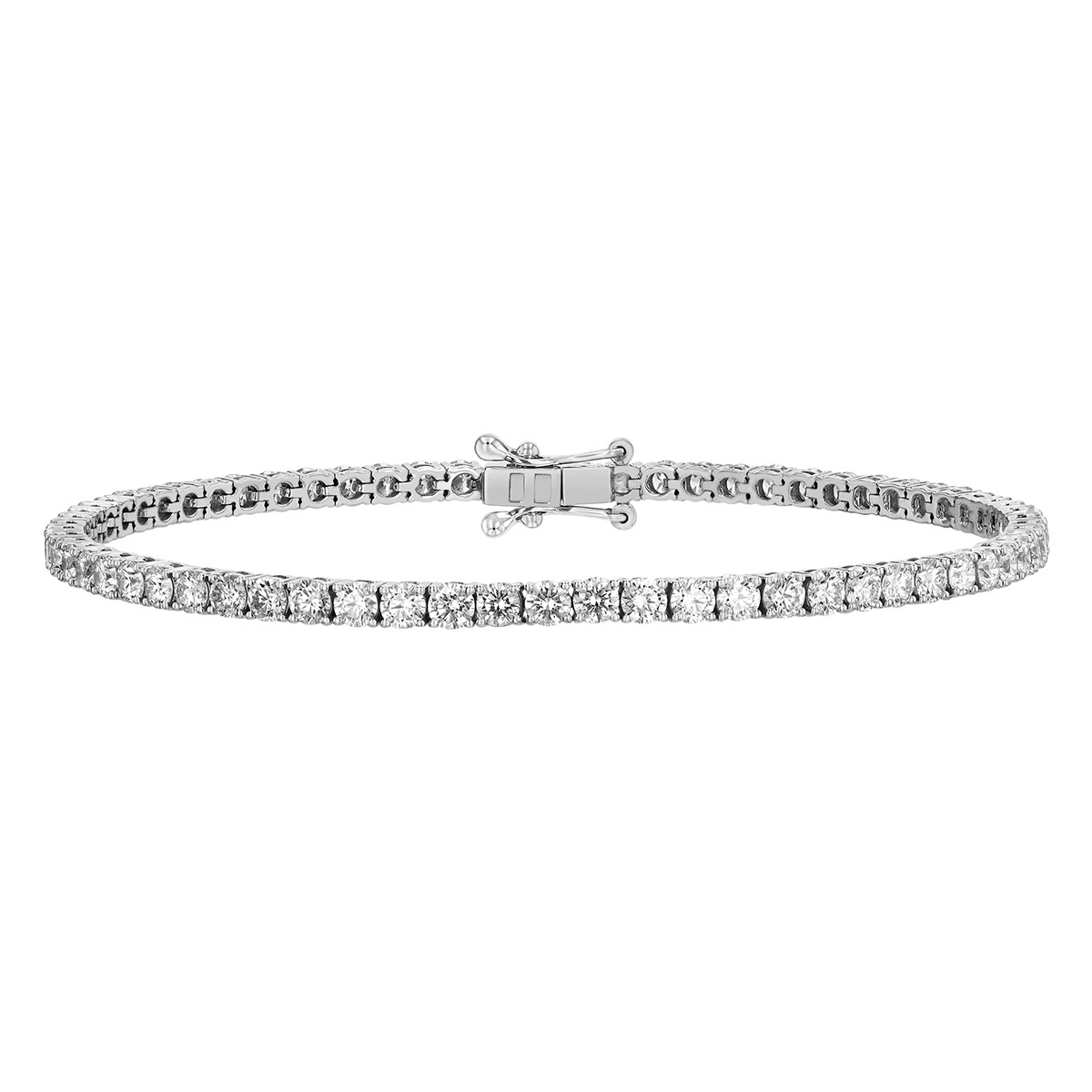TARA Pearls Round Diamond 4 Prong Tennis Bracelet in White Gold, 7
