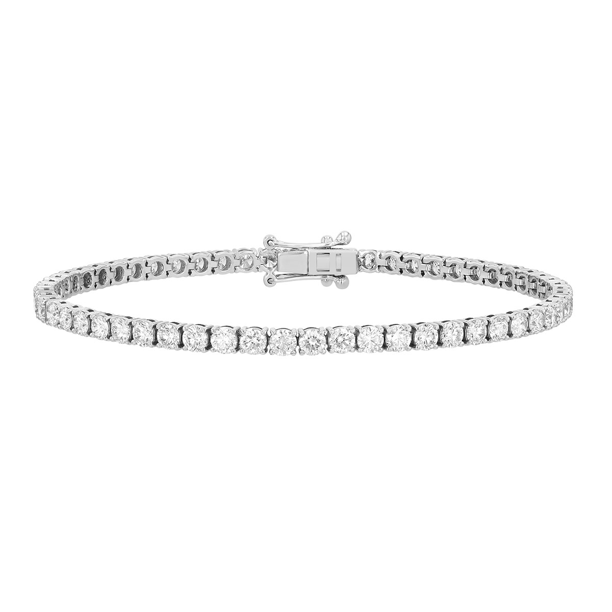TARA Pearls Round Diamond 4 Prong Tennis Bracelet in White Gold, 7
