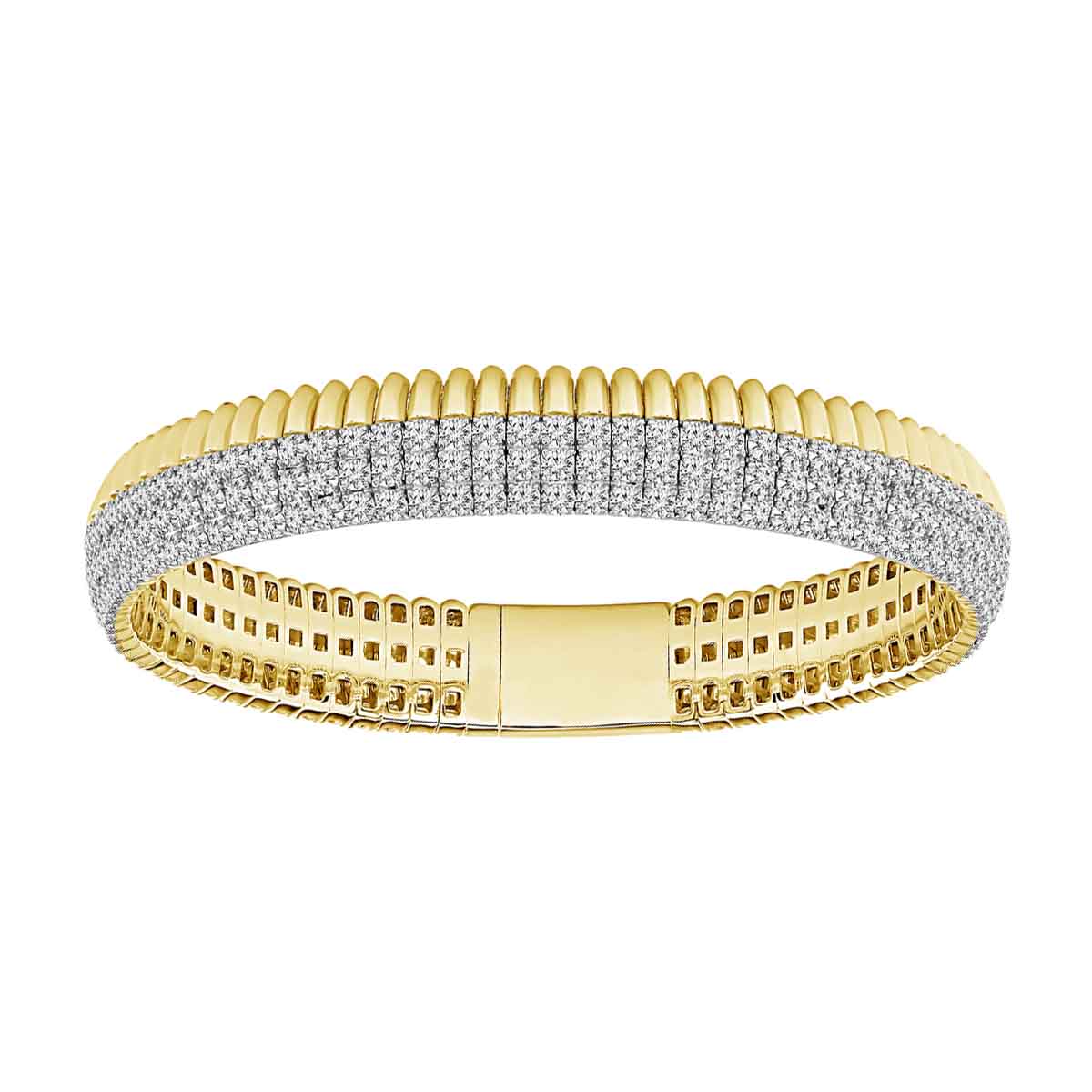 iDD Flexie Diamond Pavé & Beaded Layer Flexible Bracelet in Yellow Gold, 6.75