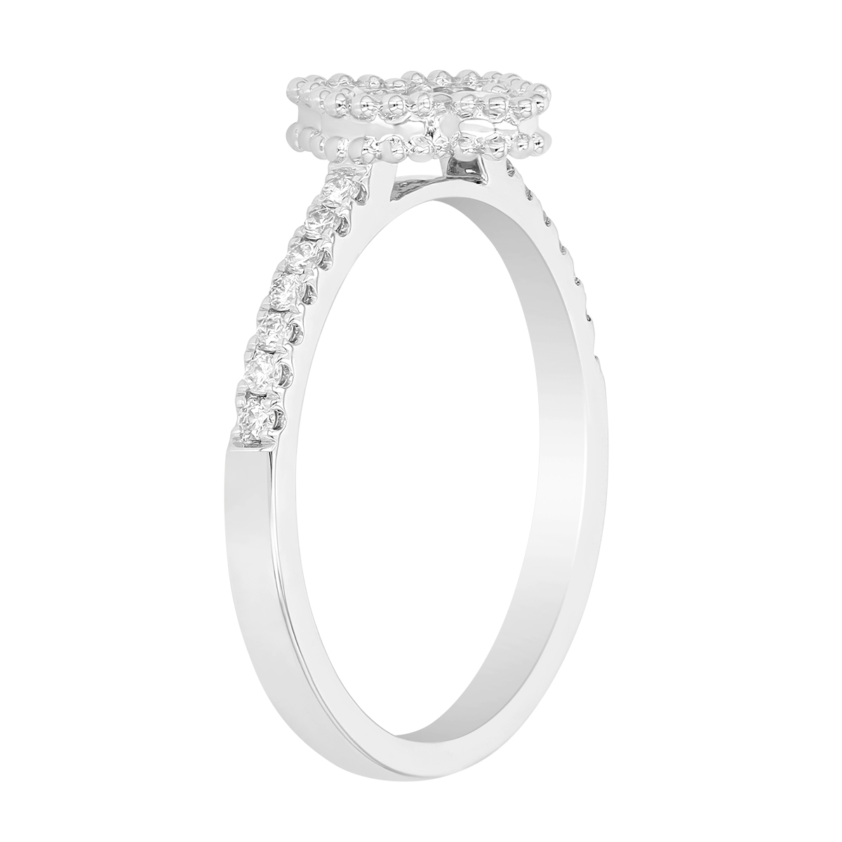 Diamond Clover Cluster Ring in White Gold