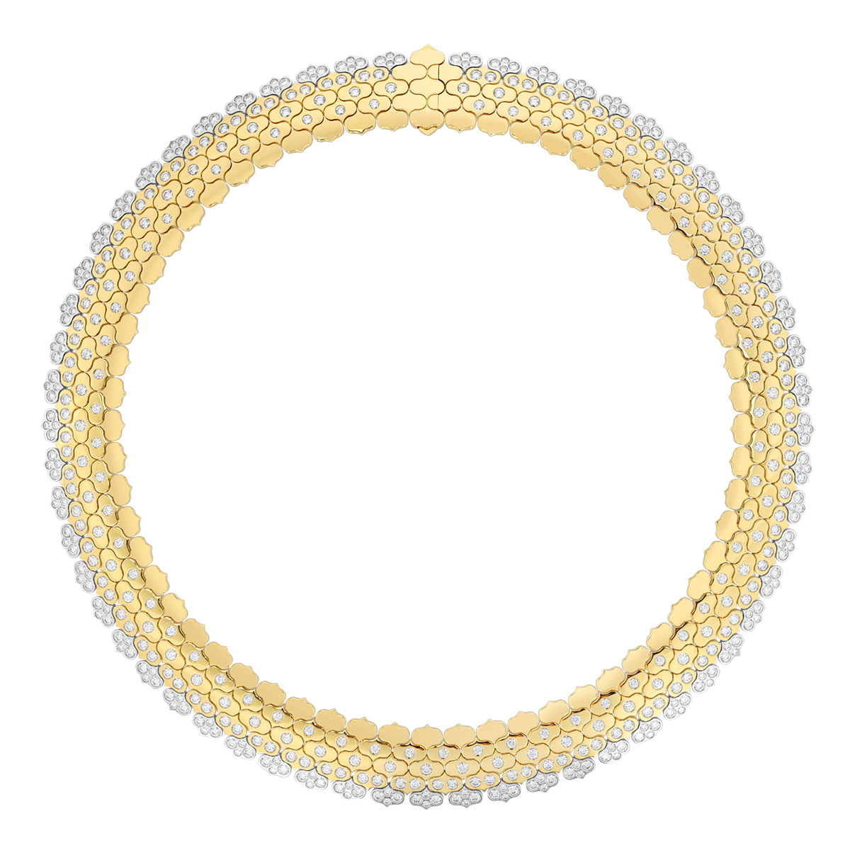 Roberto Coin Cobra Diamond Wide Band Collar Necklace in Two Tone, 16