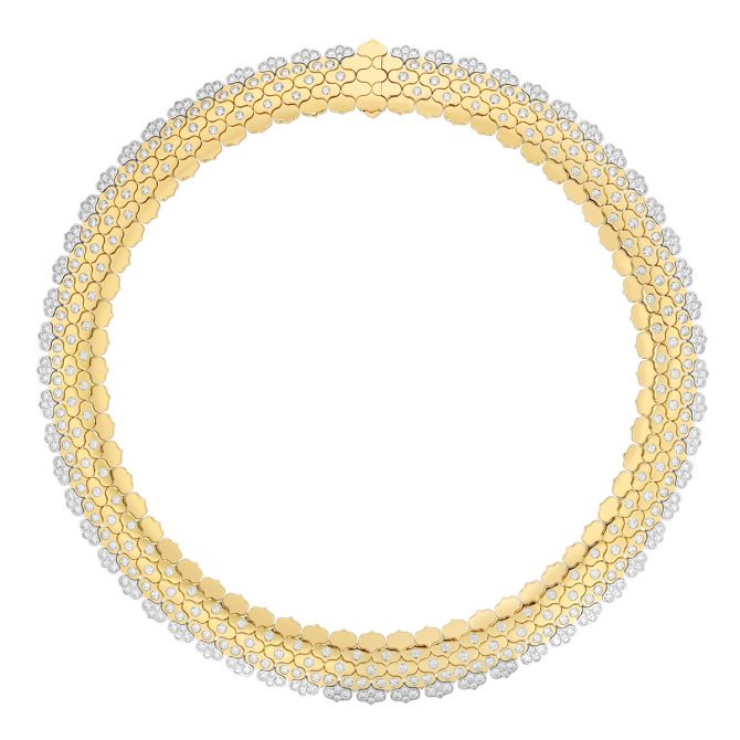 Roberto Coin Cobra Diamond Wide Band Collar Necklace in Two Tone, 16"