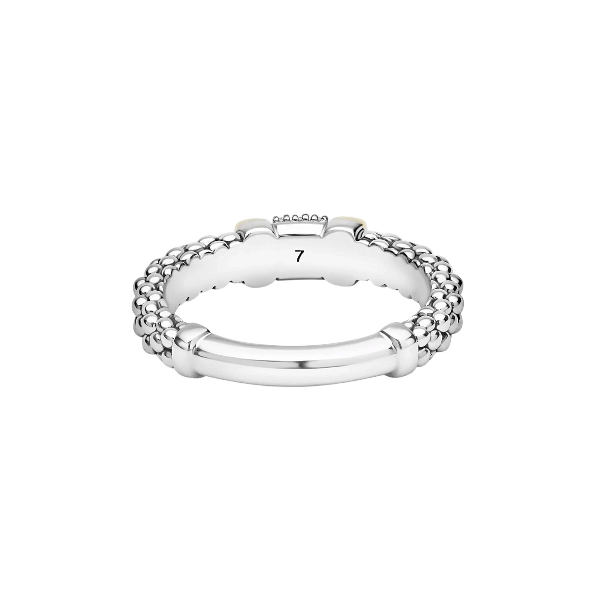 LAGOS Signature Caviar Two-Tone Small Diamond Station Ring, Size 8
