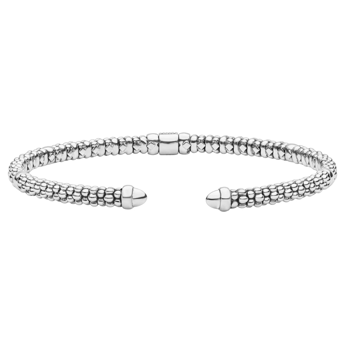 LAGOS Signature Caviar Two-Tone Small Diamond Station Mini Versa Torque Bracelet, 3 mm, Size L