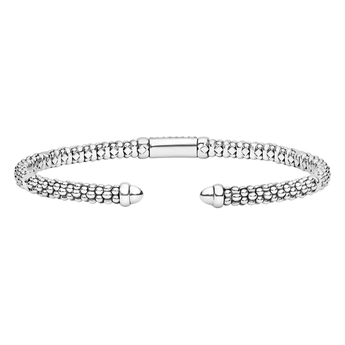 LAGOS Signature Caviar Two-Tone Medium Diamond Station Mini Versa Torque Bracelet, 3 mm, Size L