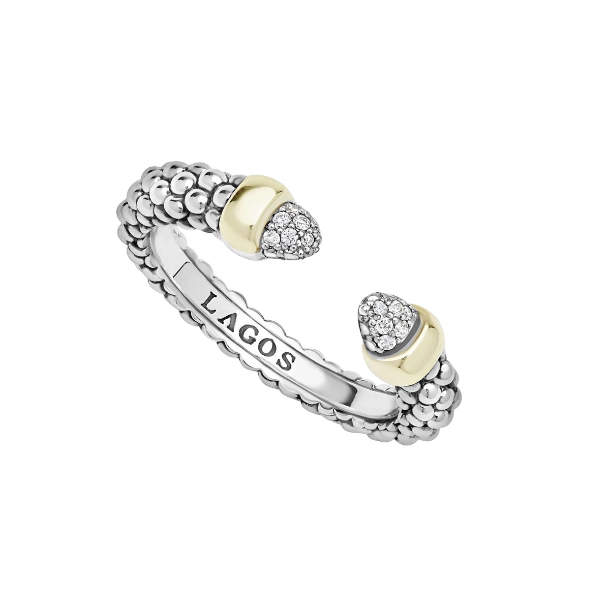 LAGOS Signature Caviar Two-Tone Diamond Mini Versa Stacking Ring, Size 6