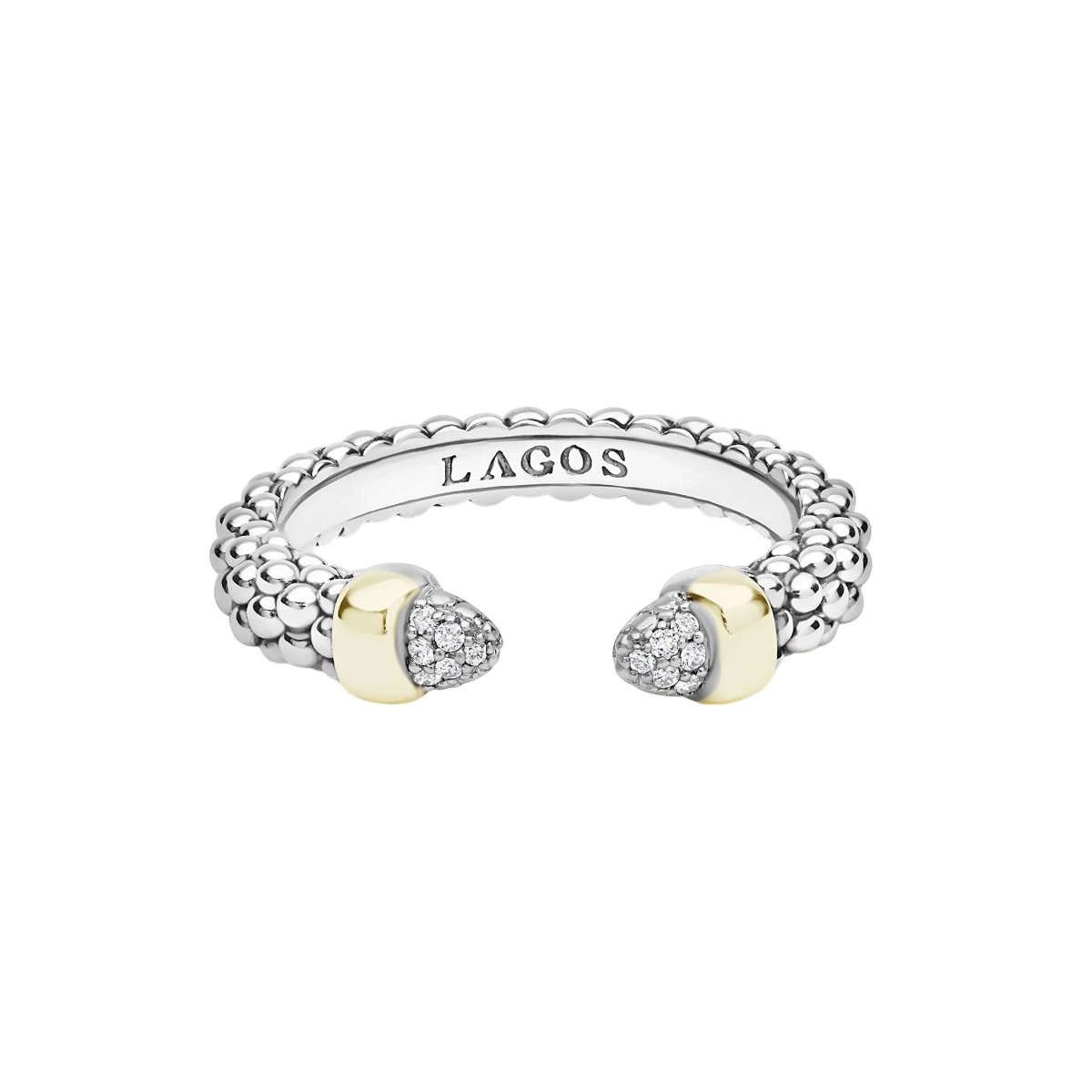 LAGOS Signature Caviar Two-Tone Diamond Mini Versa Stacking Ring, Size 8