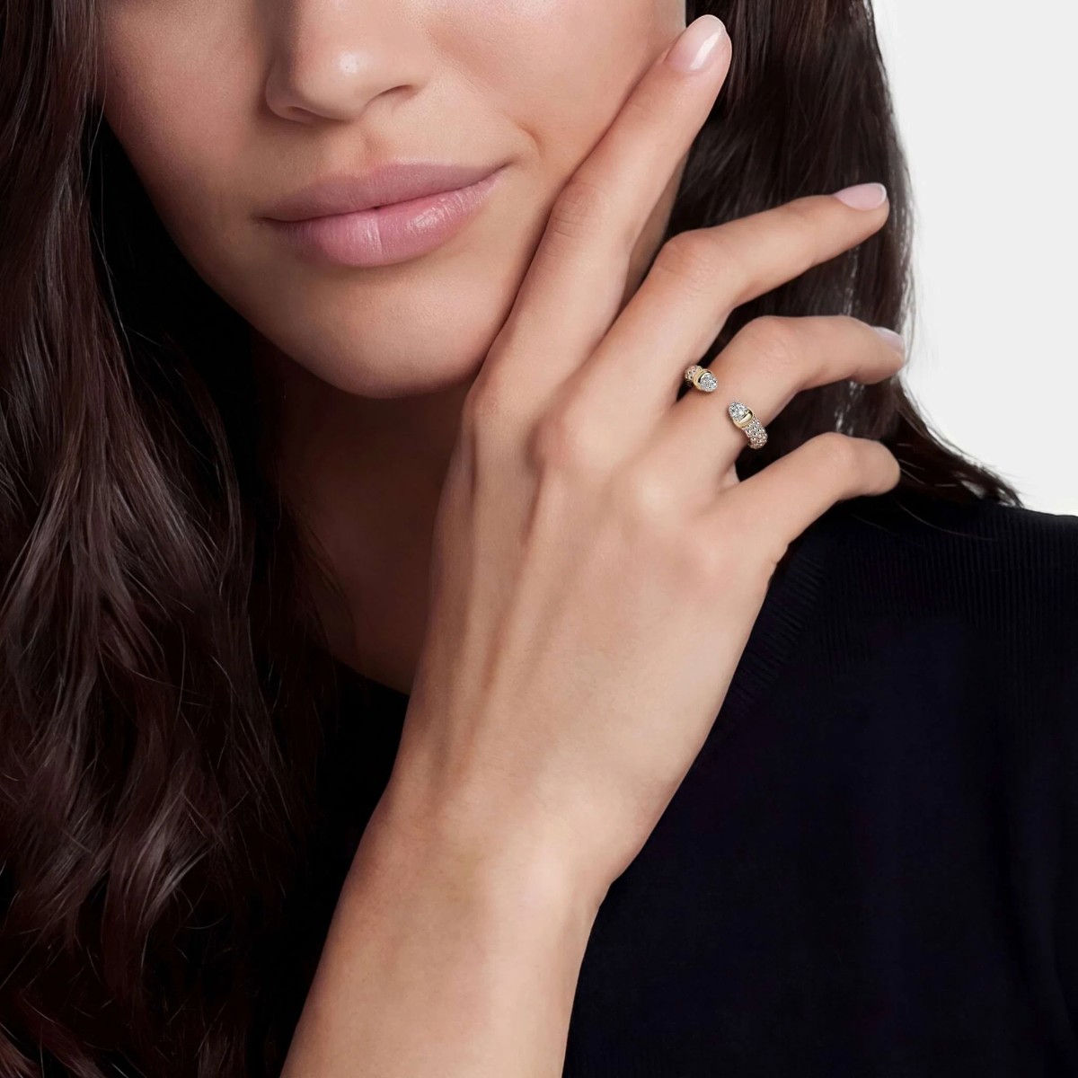 LAGOS Signature Caviar Two-Tone Diamond Mini Versa Stacking Ring, Size 8