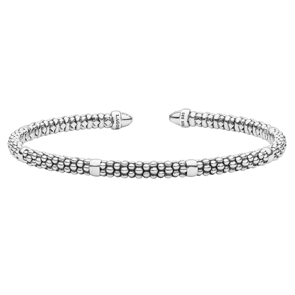 LAGOS Signature Caviar Two-Tone Diamond Mini Versa Torque Bracelet, 3 mm, Size L