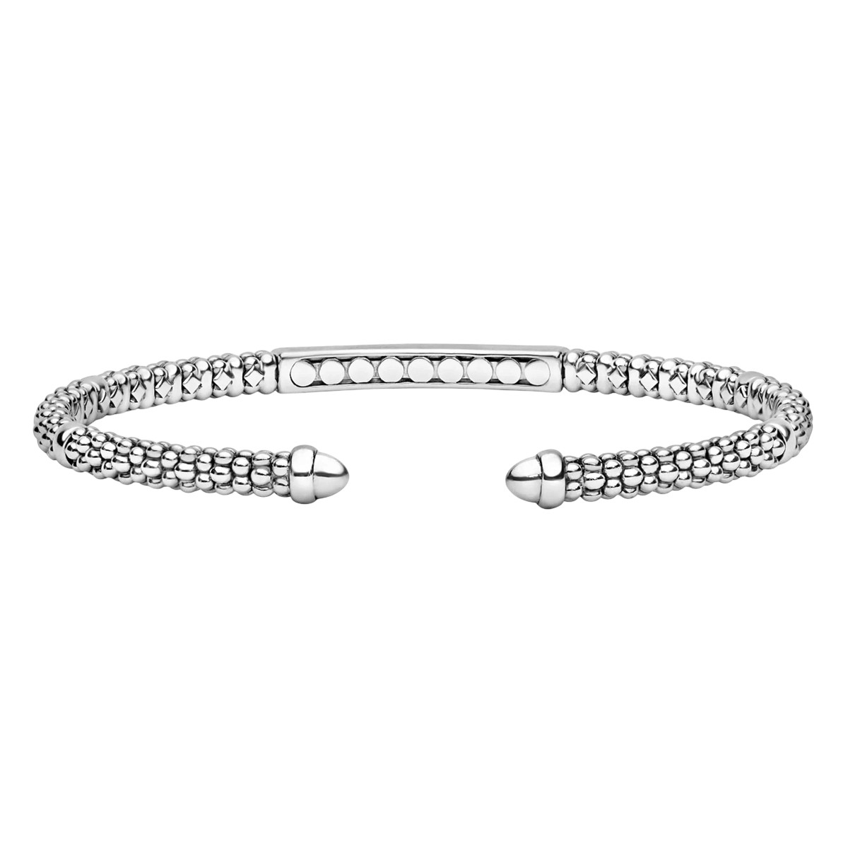 LAGOS Caviar Spark Sterling Silver Diamond Station Mini Versa Torque Bracelet, 3 mm, Size M
