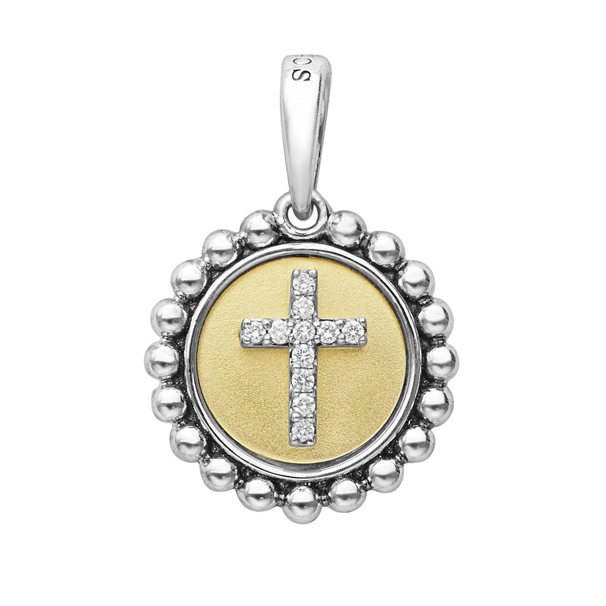 LAGOS Signature Caviar Two-Tone Diamond Cross Charm