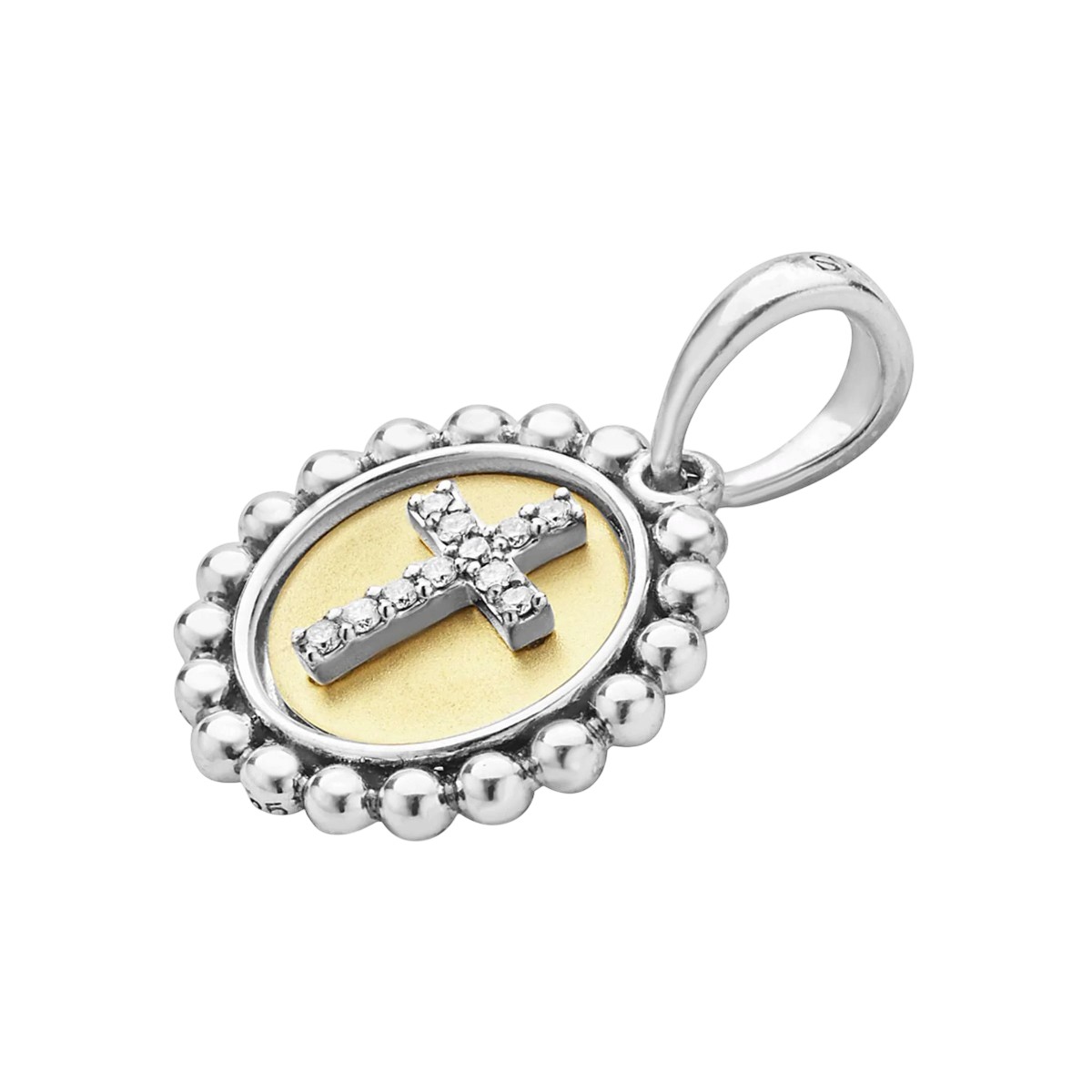 LAGOS Signature Caviar Two-Tone Diamond Cross Charm
