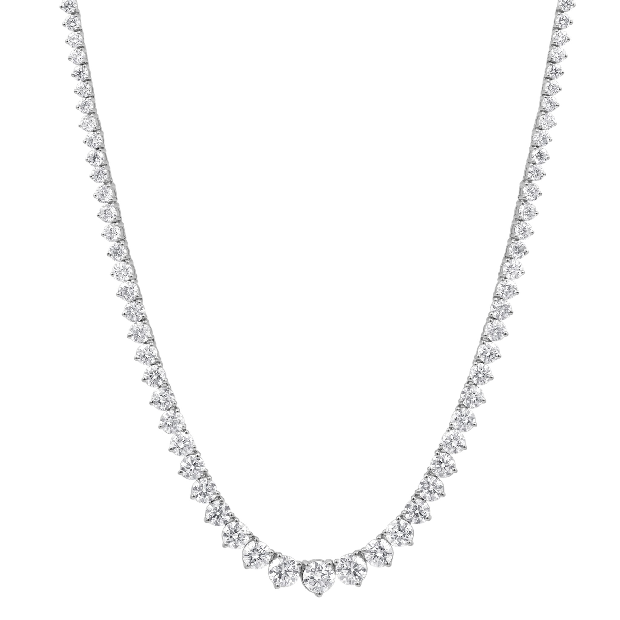 Lab Grown Diamond Riviera Necklace in 14K White Gold, 15 cttw