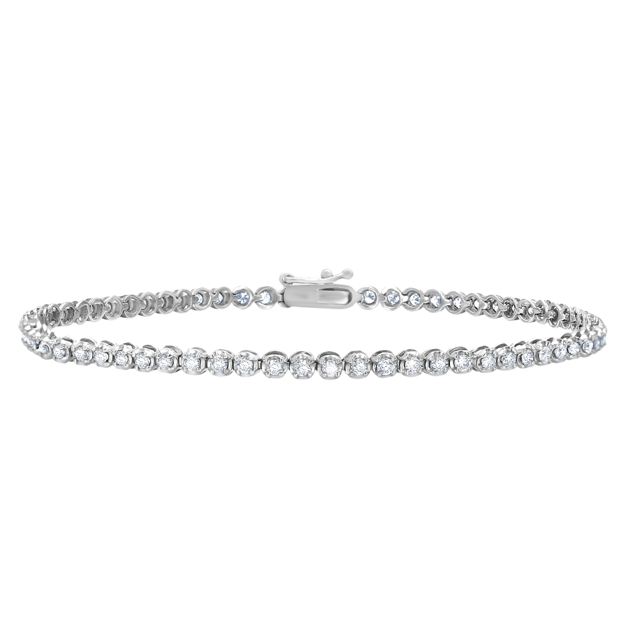 Lab Grown Diamond Tennis Bracelet in 14K White Gold, 1 cttw