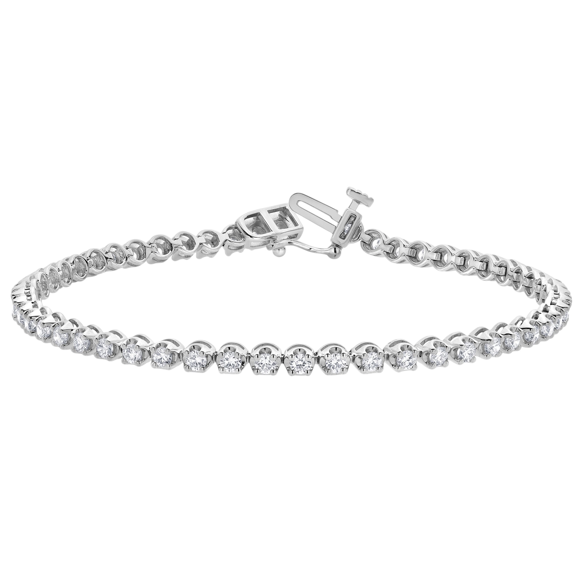 Lab Grown Diamond Tennis Bracelet in 14K White Gold, 2 cttw