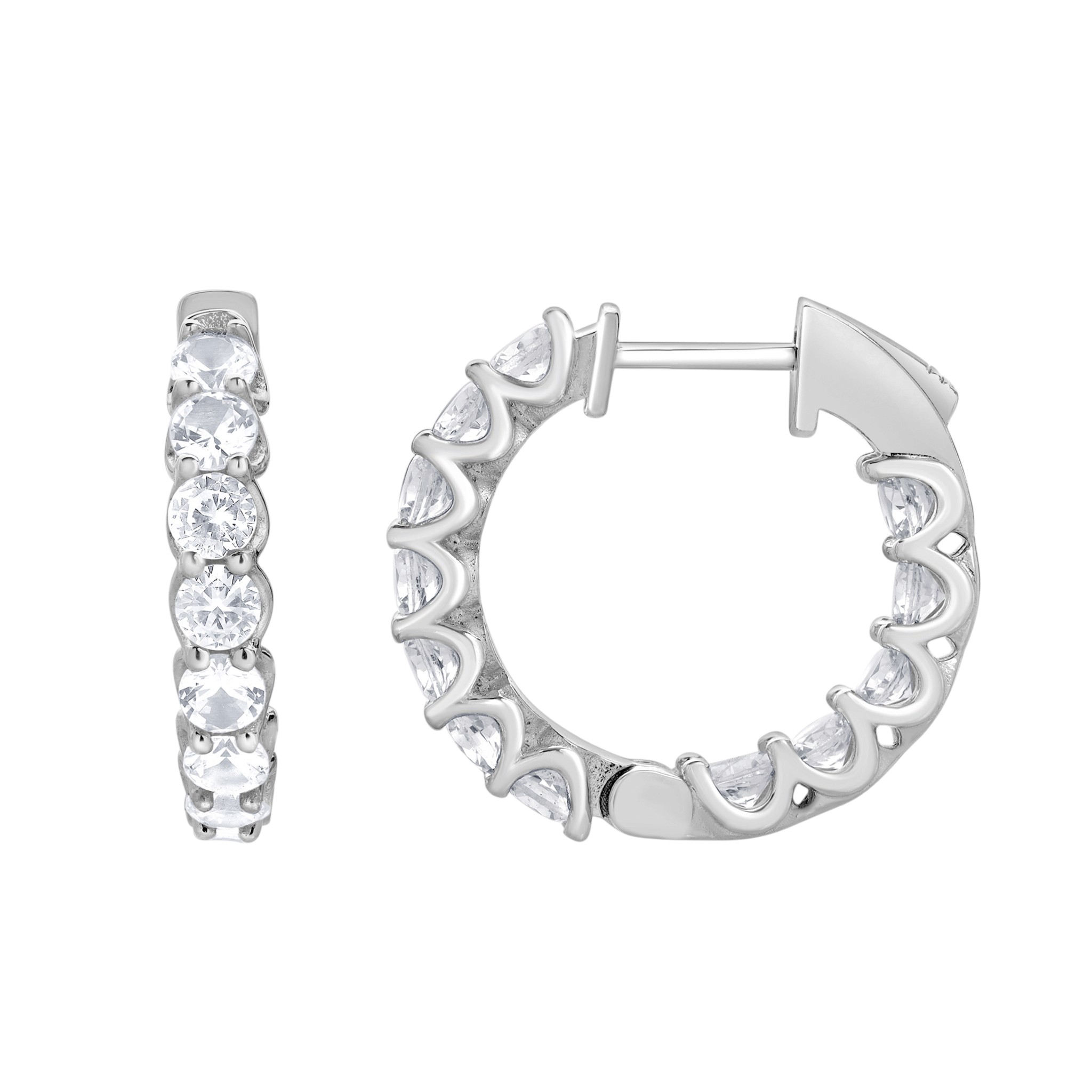 Small Lab Grown Diamond Inside Out Hoop Earrings in 14K White Gold, 2.5 cttw