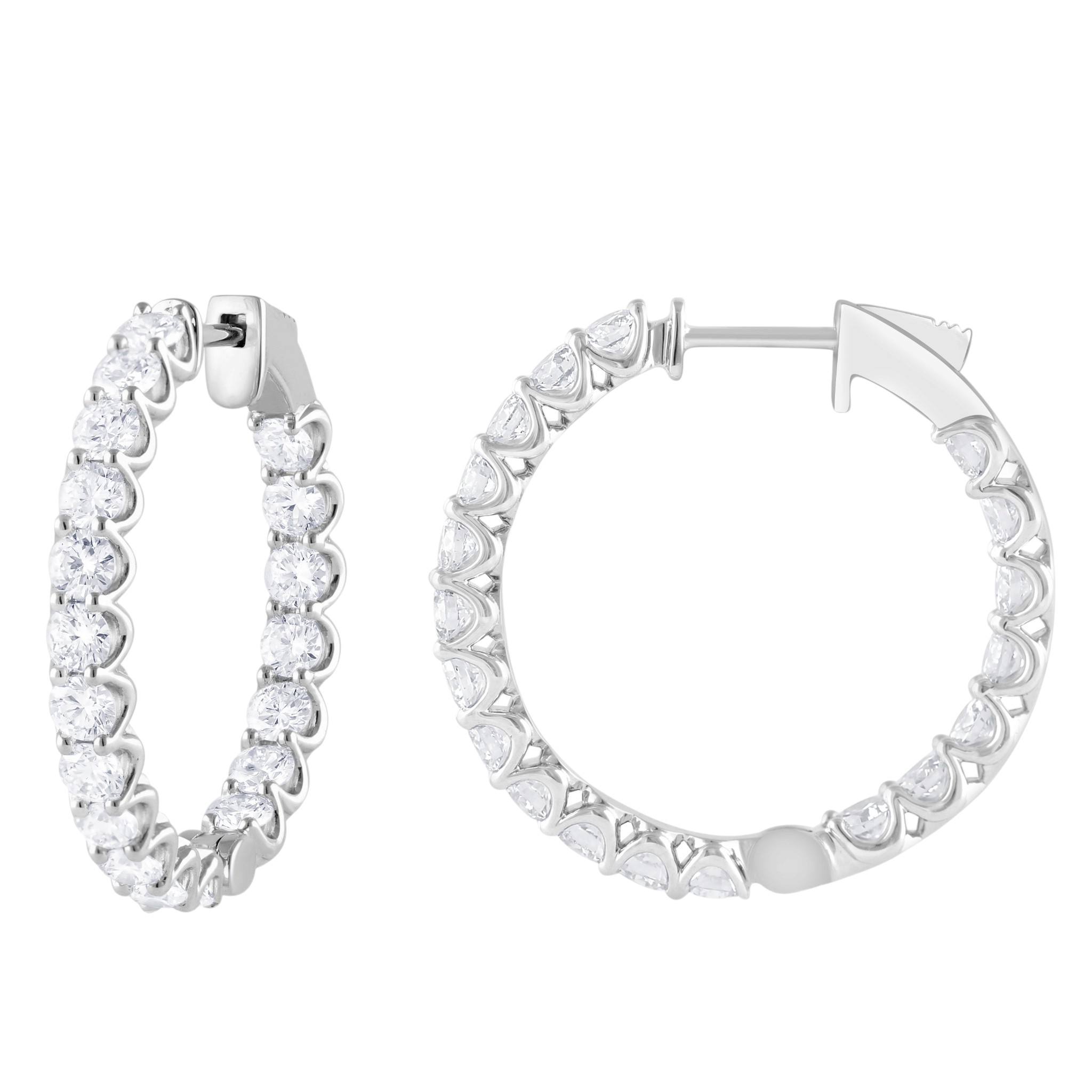 Lab Grown Diamond Inside Out Hoop Earrings in 14K White Gold, 4 cttw