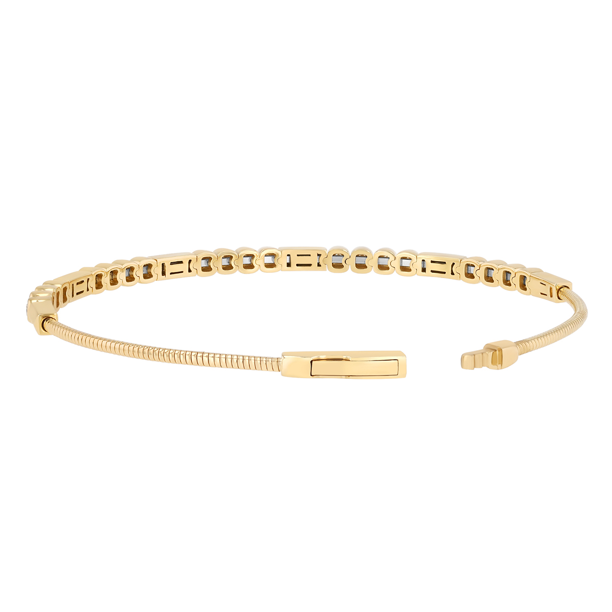 Round Diamond & Rectangle Bar Bracelet in Yellow Gold, 6.75