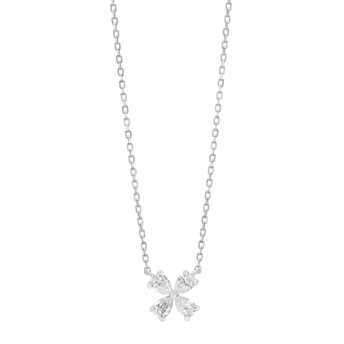 Pear Shape Diamond Floral Pendant in White Gold