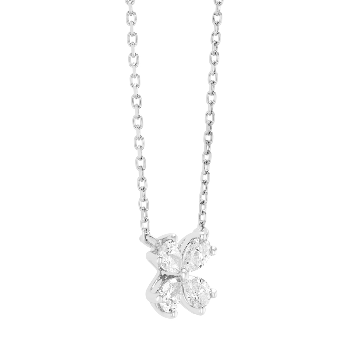 Pear Shape Diamond Floral Pendant in White Gold