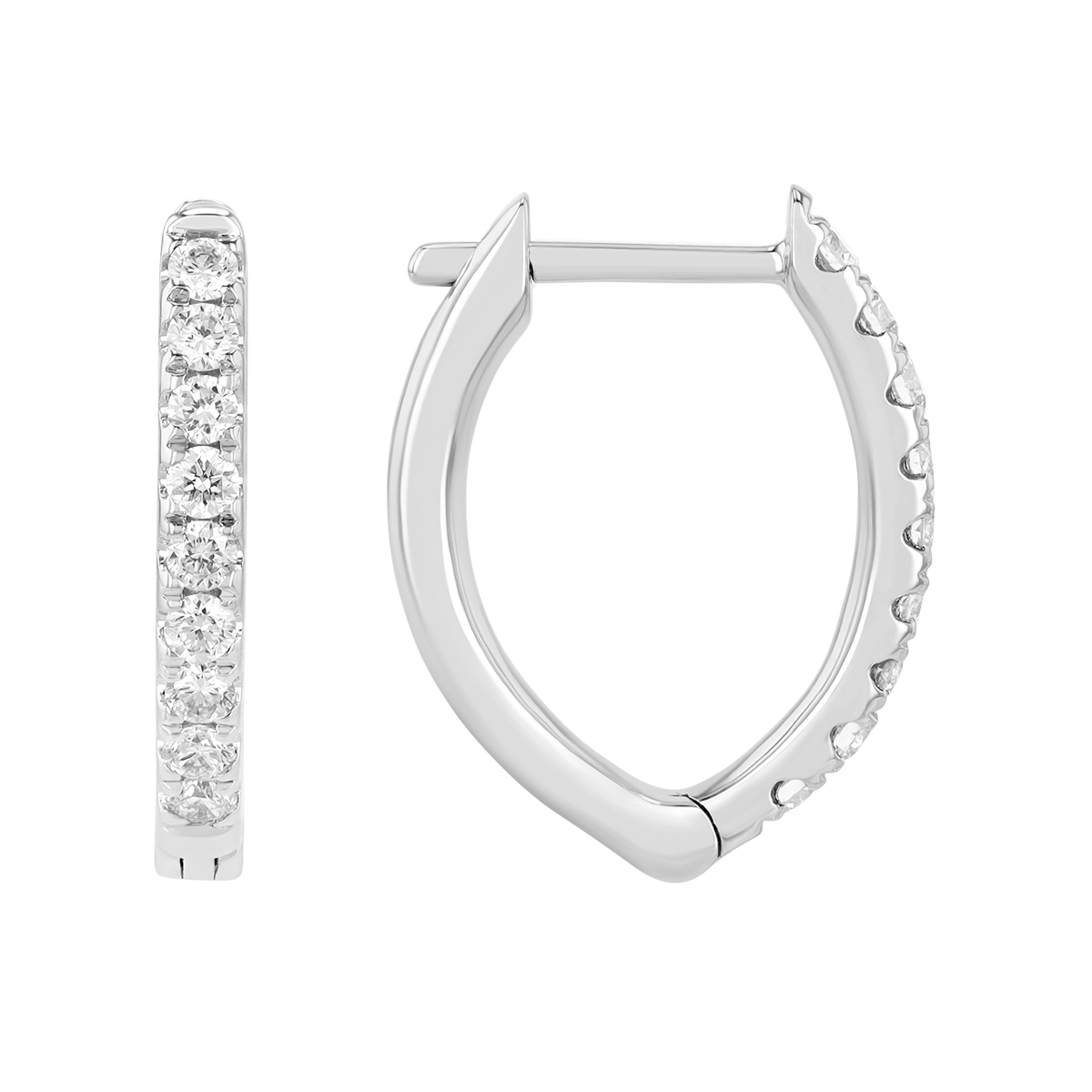 Diamond Huggie Hoop Earrings in White Gold, 0.33 cttw